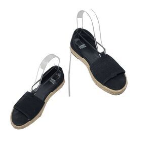 Eileen Fisher Vegan Shoes 6 Mews‎ Mesh Slip-On Espadrilles Peep Toe Black Casual